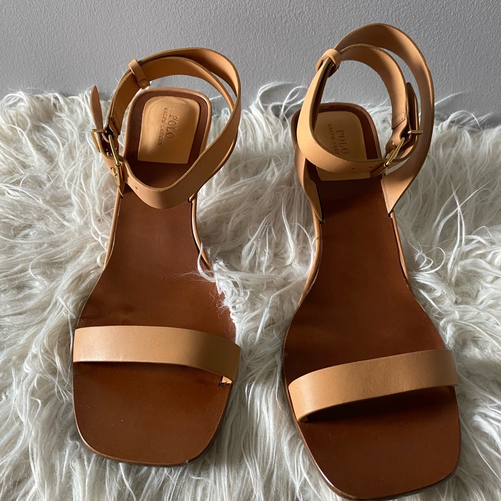 Polo by Ralph Lauren Tan Sandals with Ankle Strap